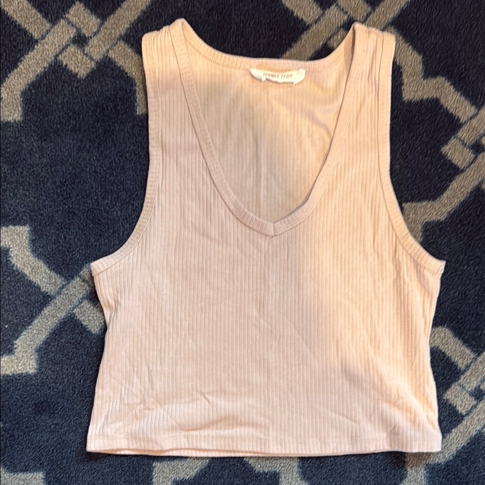Double Zero Ribbed Tank Top - Tan